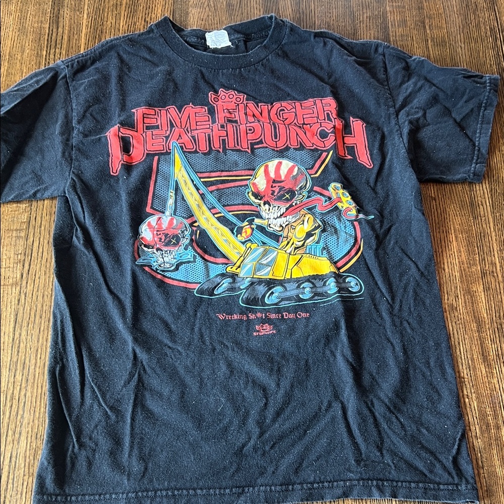 5FDP Black Graphic Tee with Red and Yellow Design